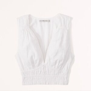 Abercrombie & Fitch White Cropped V-Neck Tank Top